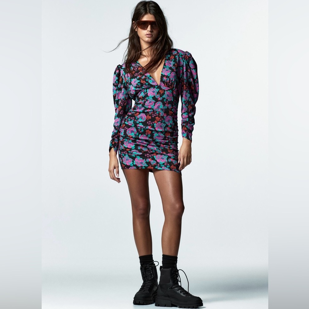 Zara floral print draped Dress